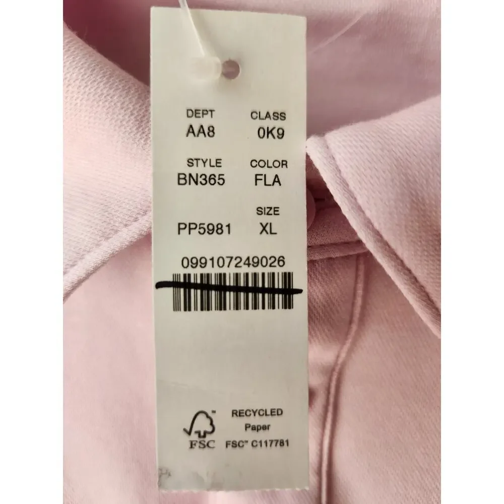 NWT J. Crew Performance Polo Shirt With COOLMAX® Flamingo Pink XL *Flaw